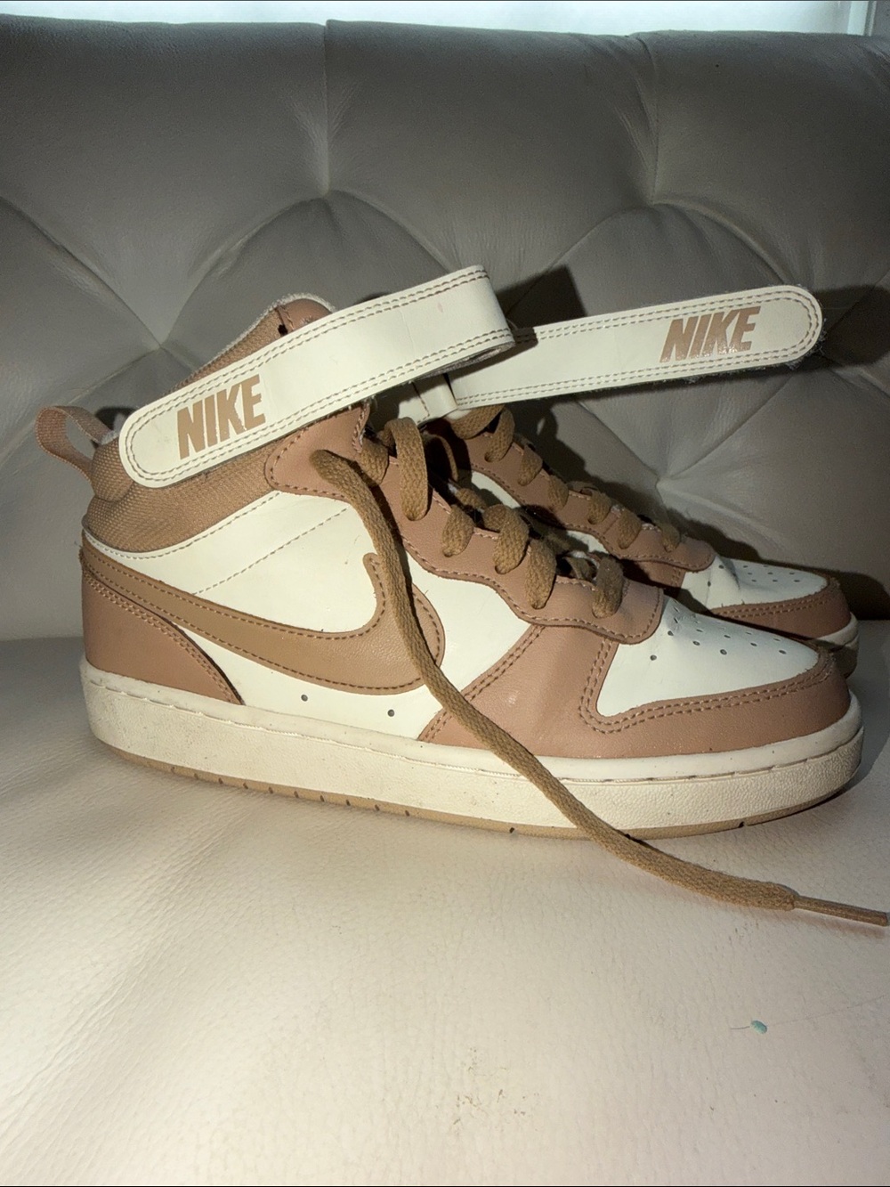 Nike High-Top Sneakers in Cream & Tan